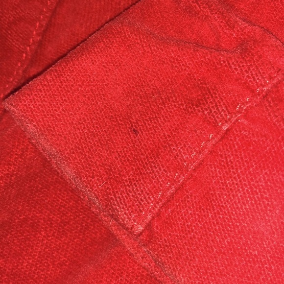Mossimo Supply Co Red Velvet Cotton Pea Coat Jacket Button Up Womens Large - Picture 11 of 12